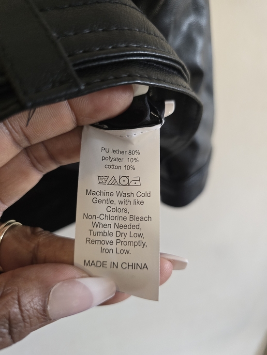 Kids Faux Leather Moto Jacket Black Biker Unisex Size 110 Edgy Style NWT - Picture 12 of 14